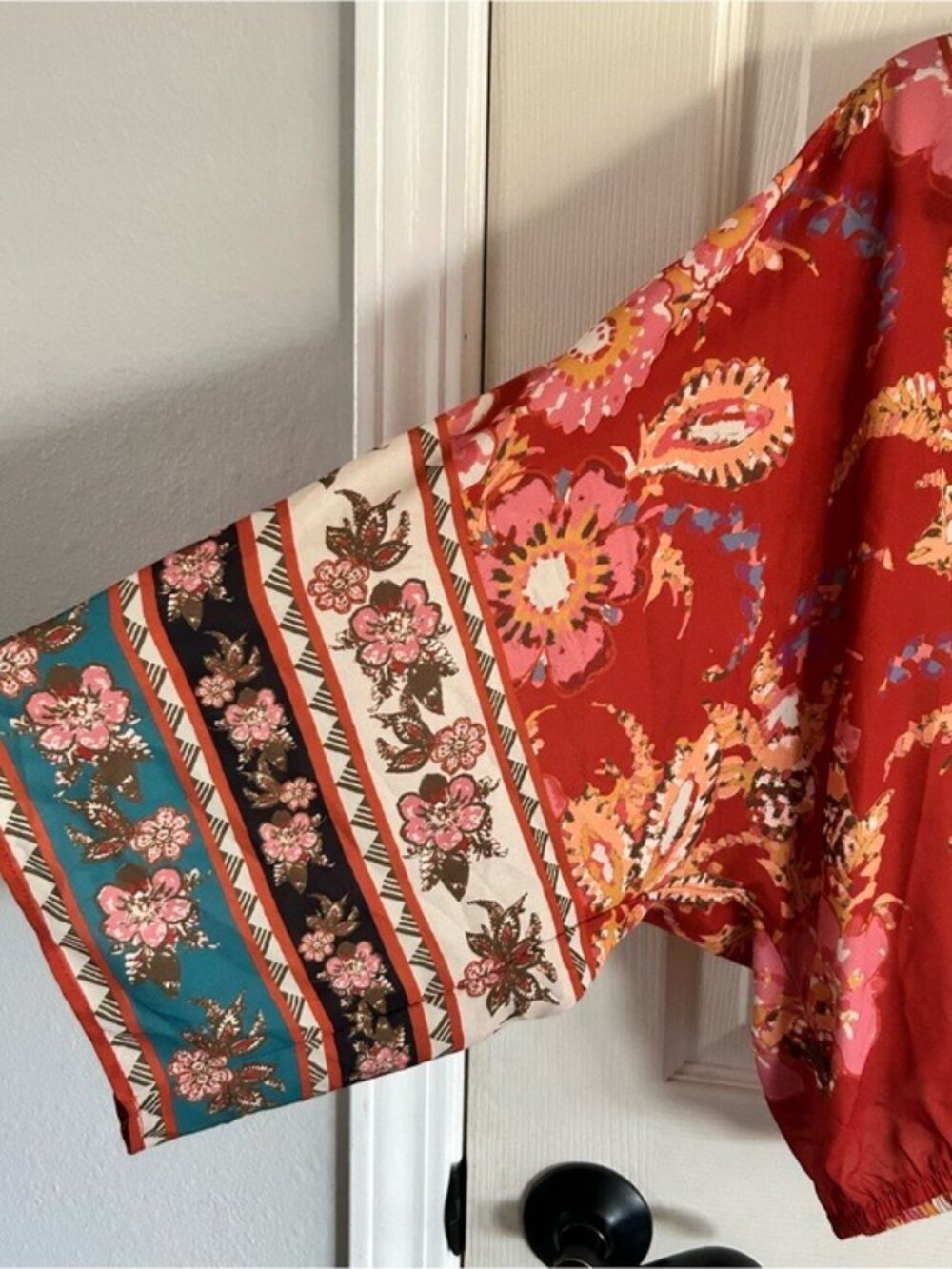 Flying Tomato Rust Floral Tie-Front Peasant Boho Blouse NWT Festival - Picture 10 of 16